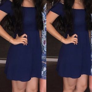 Blue off the shoulder dress